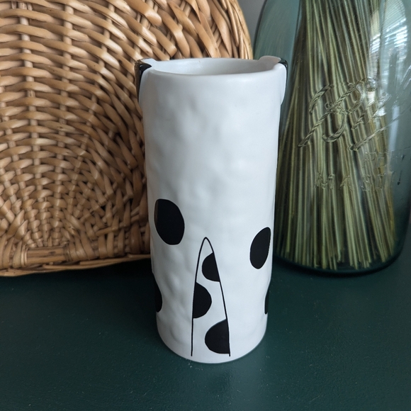 Discontinued IKEA FATALIG Spotted Black and White Dog Bud Vase - Picture 2 of 3
